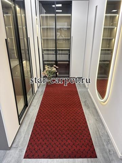 Ковролин Vectra для офиса и дома, красная плетёнка, противоскользящий