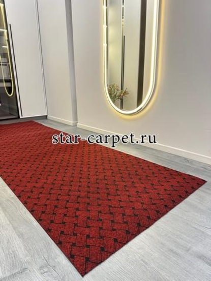 Ковролин Vectra для офиса и дома, красная плетёнка, противоскользящий