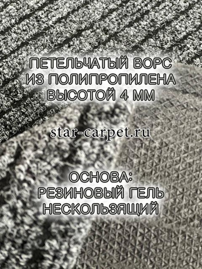 Ковролин Atlas для офиса и дома, противоскользящий, цвет антрацит