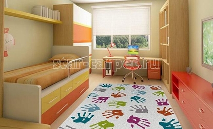 Детский ковер Oriental Weavers Sonic Kids 0527 IA1 W ладошки, разноцветный (Египет)