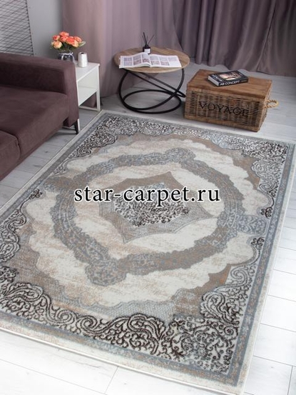 Ковер 26931A - BEJ / TOZ GRI - Прямоугольник - коллекция NESTA