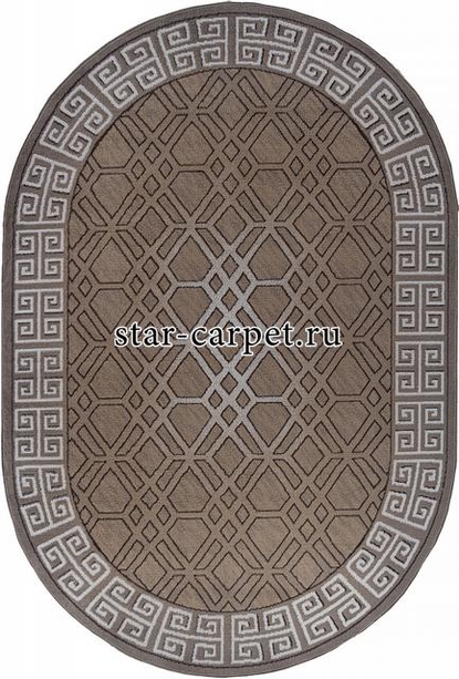 Ковер 06027A - BEIGE / DARK VIZON - Овал - коллекция PRAGA