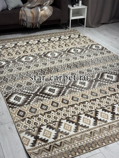 Ковер 06050A - BROWN / TOZ GRI - Прямоугольник - коллекция PRAGA