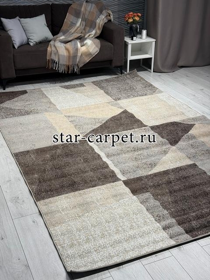 Ковер 06052A - BROWN / TOZ GRI - Прямоугольник - коллекция PRAGA