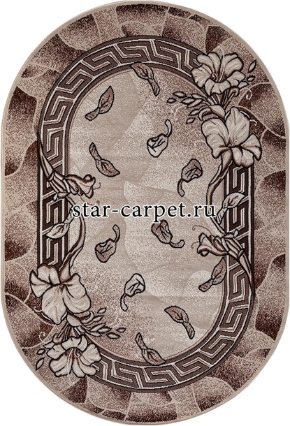 Овальный ковер gavana-d201 цвет бежевый цветы лилия