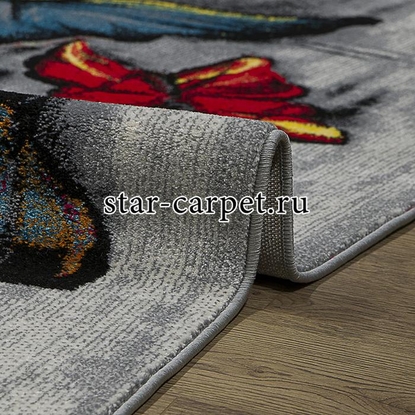 Прямоугольный ковер Белка Фэнси 20720-22026 с бабочками, серый (Россия)