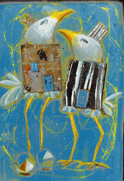 Прямоугольный ковер Белка Фэнси 20746-22088 с птицами, синий (Россия)