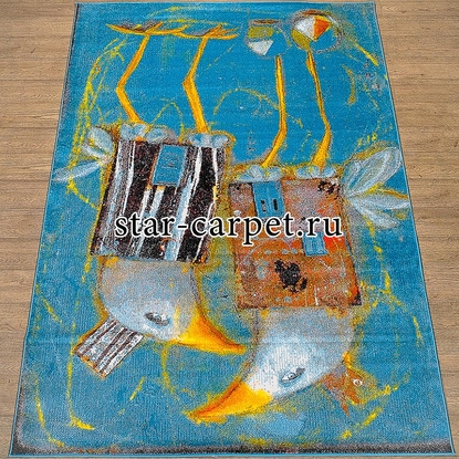 Прямоугольный ковер Белка Фэнси 20746-22088 с птицами, синий (Россия)