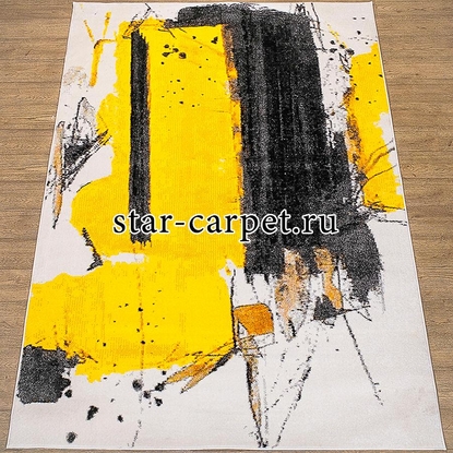 Прямоугольный ковер Белка Фэнси 20744-22022 с абстракцией, желтый (Россия)