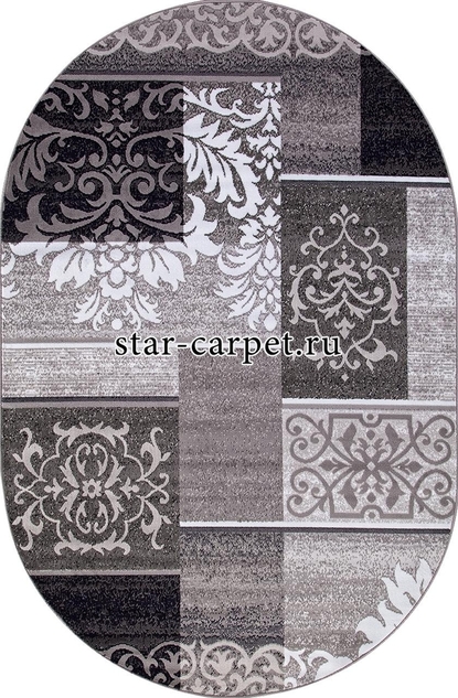Овальный ковер MERINOS SILVER  d216 цвет серый 
