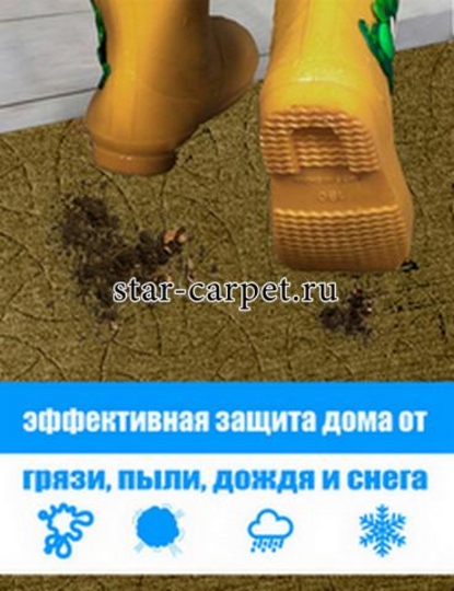 Коврик в прихожую Graily, коричневый, рисунок мерс