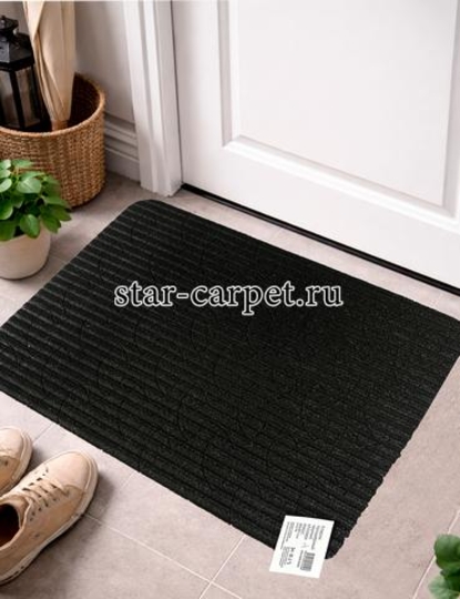 Коврик в прихожую Graily, чёрный, рисунок мерс