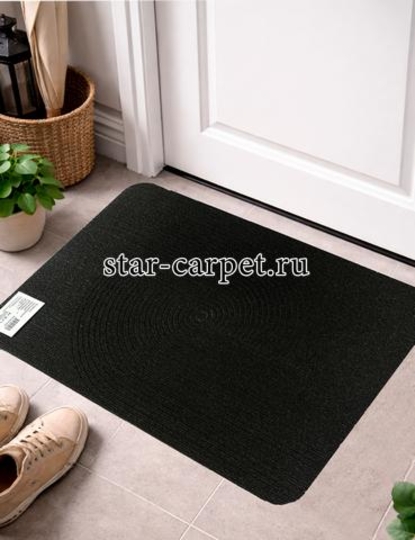 Коврик грязезащитный в прихожую Graily, чёрный, рисунок спираль