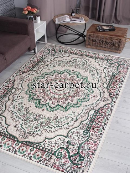 Ковер F670 - CREAM-GREEN - Прямоугольник - коллекция DARGA