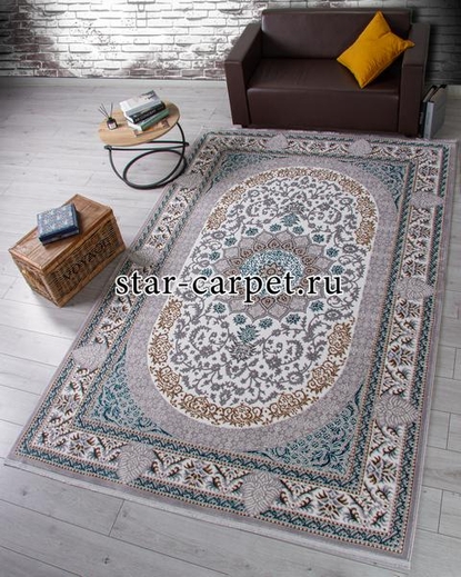 Ковер F638 - GREEN-BLUE - Прямоугольник - коллекция HALIF