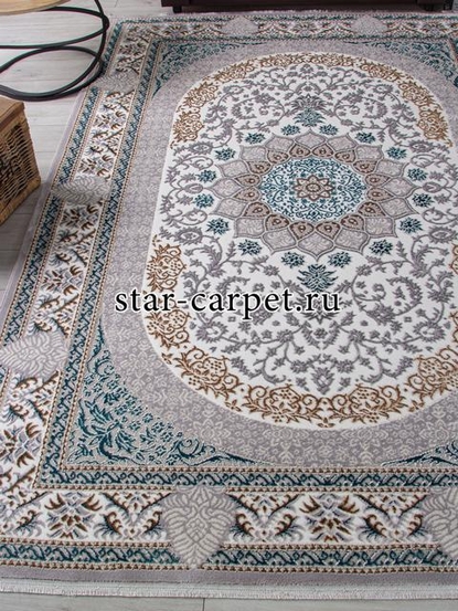 Ковер F638 - GREEN-BLUE - Прямоугольник - коллекция HALIF