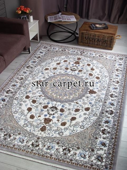 Ковер F611 - GRAY-L.BLUE - Прямоугольник - коллекция HALIF