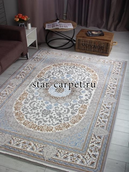 Ковер F638 - GREEN-L.BLUE - Прямоугольник - коллекция HALIF