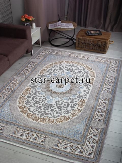 Ковер F638 - GREEN-L.BLUE - Прямоугольник - коллекция HALIF