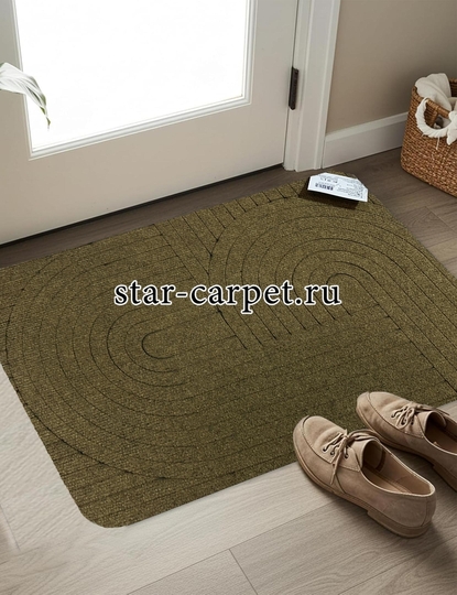 Коврик придверный в прихожую Graily, коричневый 'Лазер', рисунок круг