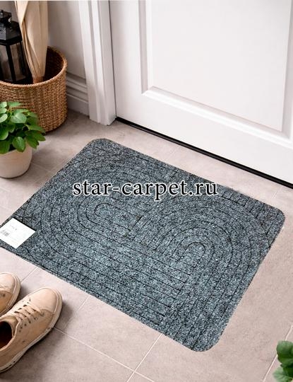 Коврик придверный в прихожую Graily, серый 'Лазер', рисунок круг