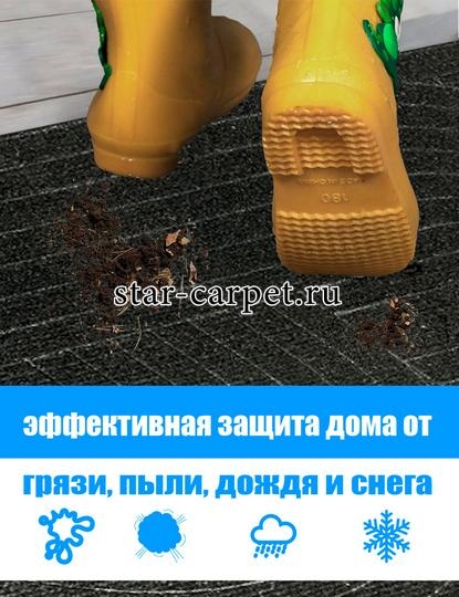 Коврик придверный в прихожую Graily, черный 'Лазер', рисунок круг