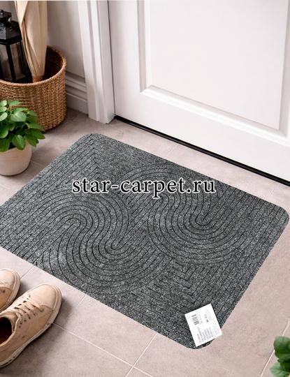 Коврик придверный Graily, серый 'Лазер', рисунок змейка