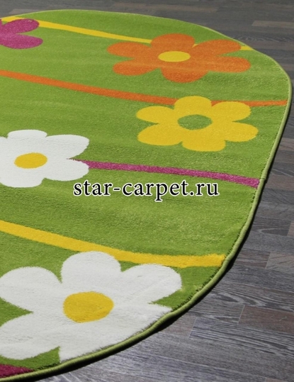 Детский овальный ковер Merinos Crystal 1 1021 цветы, зеленый (Россия)