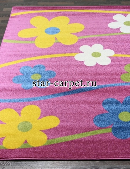 Детский ковер Merinos Crystal 1 1021 цветы, розовый (Россия)