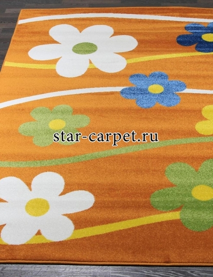 Детский ковер Merinos Crystal 1 1021 цветы, оранжевый (Россия)