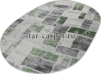 Ковер Kleopatra 38471A OVAL GREEN FLS / L.GREY