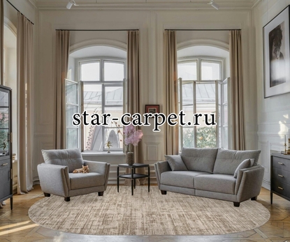 Ковер F415AE - BEIGE / L.BROWN - Овал - коллекция AFINA