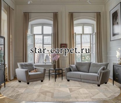 Ковер F416AD - BEIGE / L.BROWN - Овал - коллекция AFINA