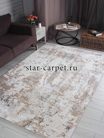 Ковер 5575A - S.BEIGE / P.WHITE - Прямоугольник - коллекция AMELI