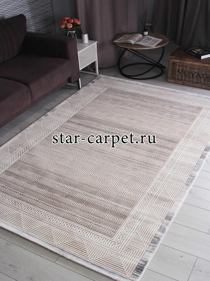 Ковер 9247A - S.BEIGE / P.WHITE - Прямоугольник - коллекция AMELI