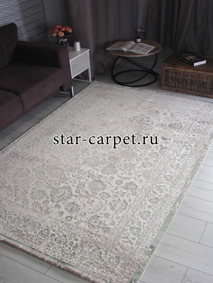 Ковер 8504A - S.WHITE / P.GREEN - Прямоугольник - коллекция LILY