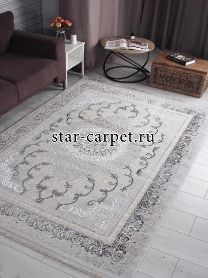 Ковер 9114G - GREY / GREY - Прямоугольник - коллекция LORA