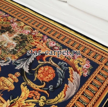 Ковер STAR CARPET Eternite, прямоугольный, 2x3 м, бархат, цвет темно-синий, бежевый, золотистый, розовый