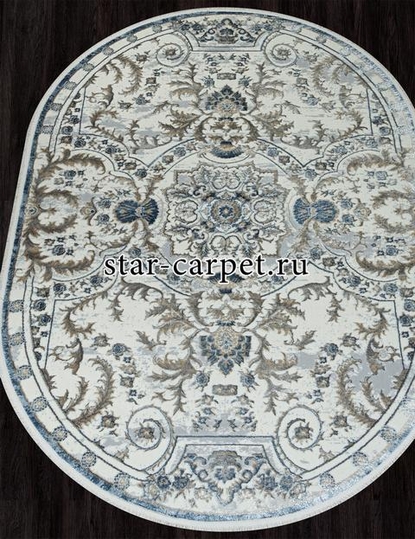 Ковер 00765A - D.BLUE FDY / CREAM HB - Овал - коллекция SAHARA