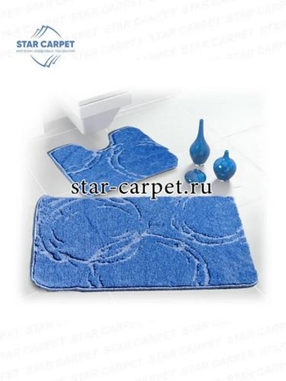 Коврики для ванной и туалета противоскользящие (60х100 см и 60х50 см) NOYAL 2723 - MAVI 11044