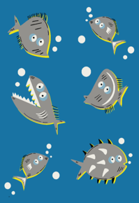 Детский прямоугольный ковер Фэнси 20740-22088 с рыбами, синий (Россия)