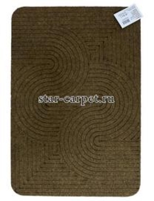 Коврик придверный в прихожую Graily, коричневый, рисунок змейка