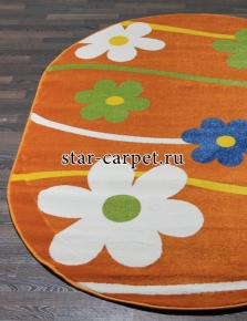 Детский овальный ковер Merinos Crystal 1 1021 цветы, оранжевый (Россия)